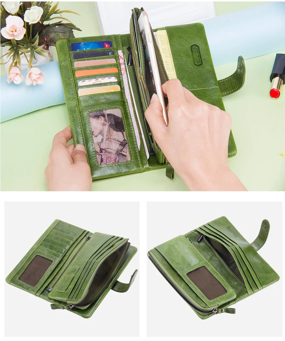 Genuine Leather Woman wallet Long Fashion Women's Purses Card Holders Female Bag Zip Coin Purses Women's Wallets