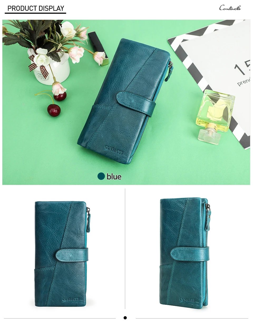 Genuine Leather Woman wallet Long Fashion Women's Purses Card Holders Female Bag Zip Coin Purses Women's Wallets