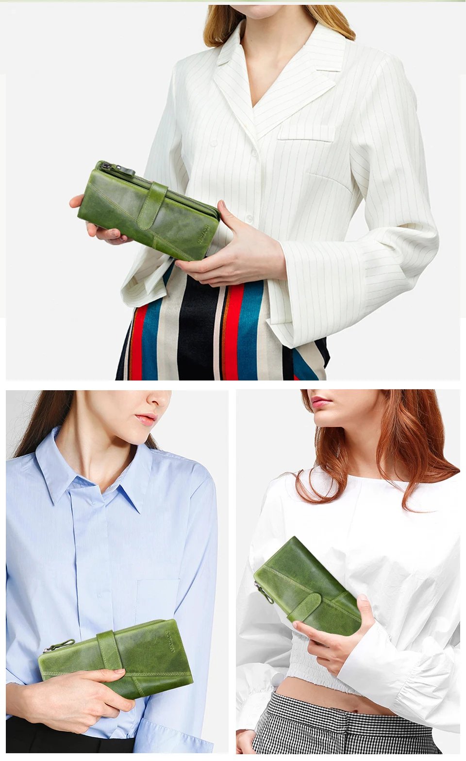 Genuine Leather Woman wallet Long Fashion Women's Purses Card Holders Female Bag Zip Coin Purses Women's Wallets