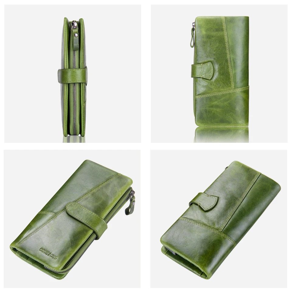 Genuine Leather Woman wallet Long Fashion Women's Purses Card Holders Female Bag Zip Coin Purses Women's Wallets