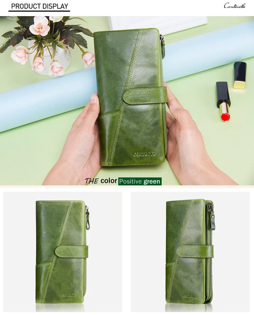 Genuine Leather Woman wallet Long Fashion Women's Purses Card Holders Female Bag Zip Coin Purses Women's Wallets