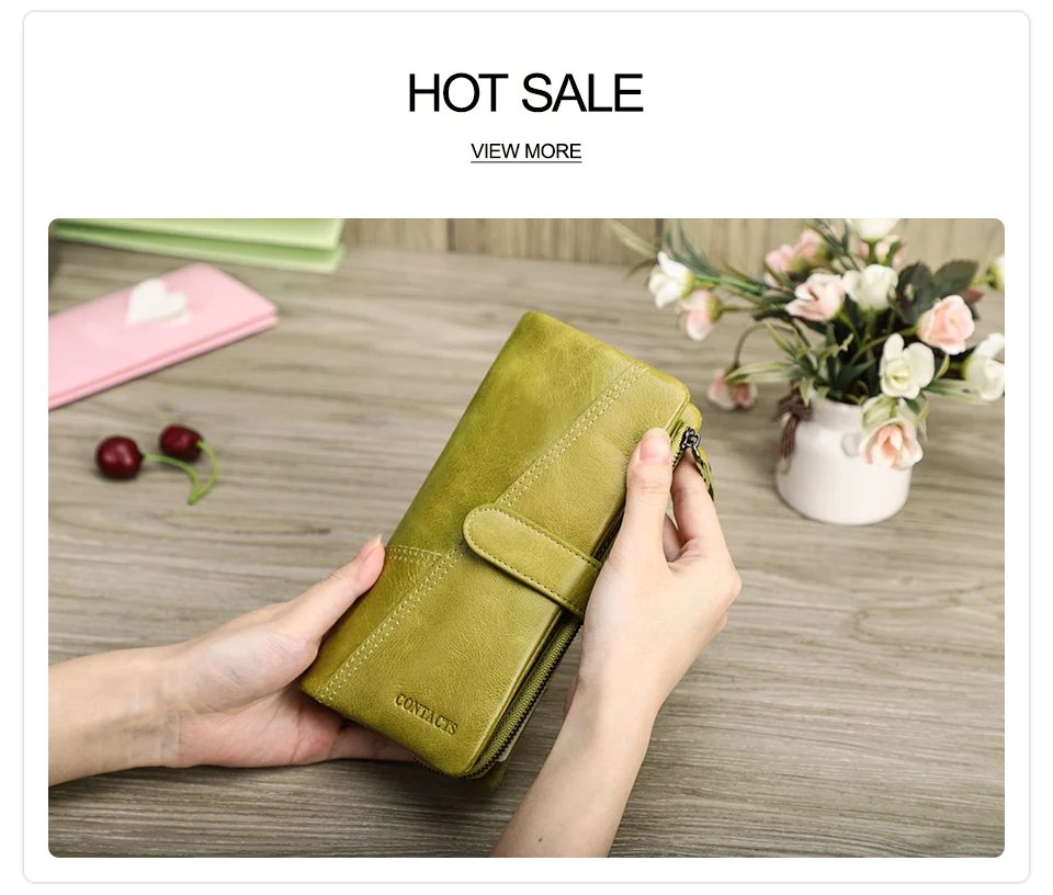 Genuine Leather Woman wallet Long Fashion Women's Purses Card Holders Female Bag Zip Coin Purses Women's Wallets