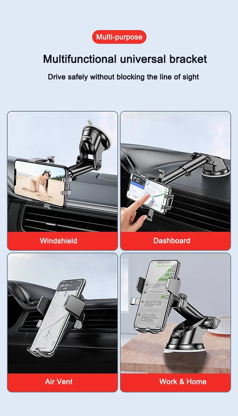 2024 NEW Universal Sucker Car Phone Holder 360&deg; Windshield Car Dashboard Mobile Cell Support Bracket for iPhone Samsung Xiaomi