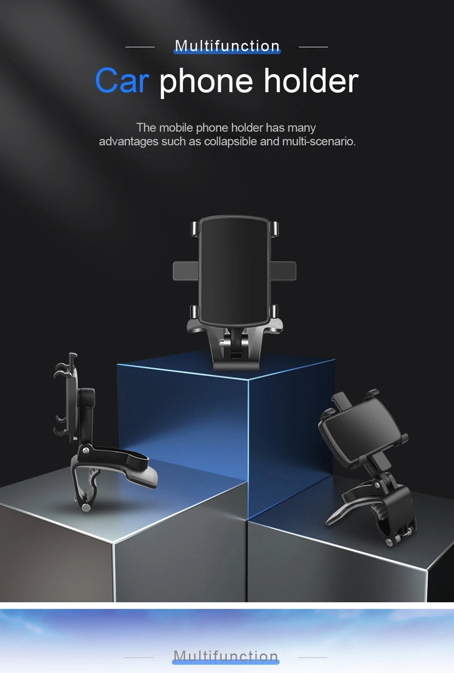 360 Degrees Car Phone Holder Universal Smartphone Stands Car Rack Dashboard Support for Auto Grip Mobile Phone Fixed Bracket