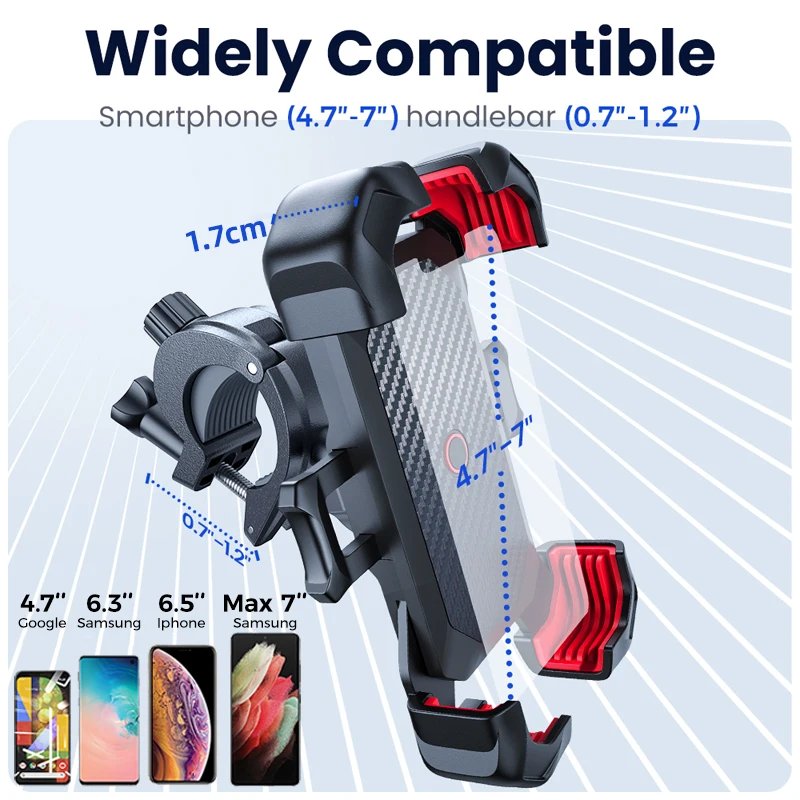 Joyroom Universal Bike Phone Holder 360° View Bicycle Phone Holder for 4.7-7 inch Mobile Phone Stand Shockproof Bracket GPS Clip Joyroom Universal Bike Phone Holder 360° View Bicycle Phone Holder for 4.7-7 inch Mobile Phone Stand Shockproof Bracket GPS Clip