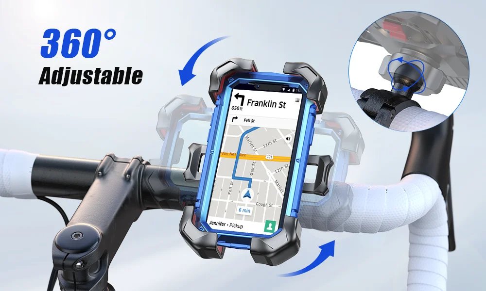 Joyroom Universal Bike Phone Holder 360° View Bicycle Phone Holder for 4.7-7 inch Mobile Phone Stand Shockproof Bracket GPS Clip Joyroom Universal Bike Phone Holder 360° View Bicycle Phone Holder for 4.7-7 inch Mobile Phone Stand Shockproof Bracket GPS Clip