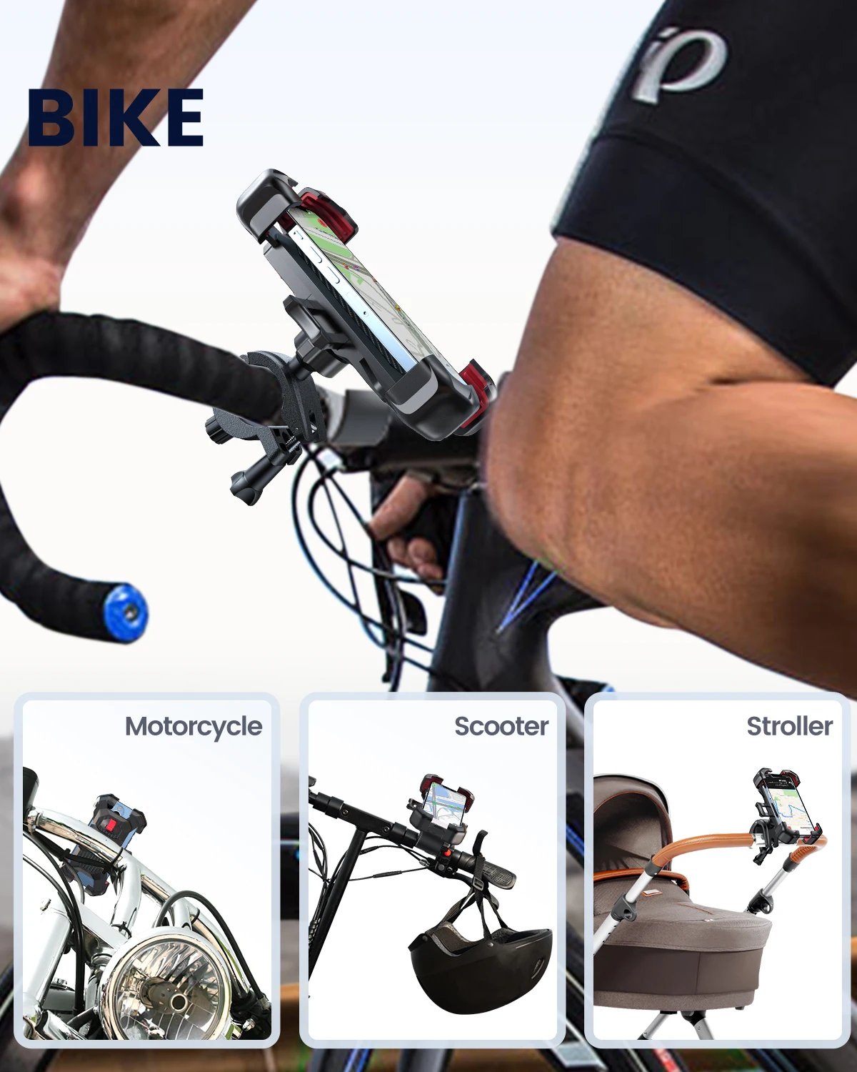Joyroom Universal Bike Phone Holder 360° View Bicycle Phone Holder for 4.7-7 inch Mobile Phone Stand Shockproof Bracket GPS Clip Joyroom Universal Bike Phone Holder 360° View Bicycle Phone Holder for 4.7-7 inch Mobile Phone Stand Shockproof Bracket GPS Clip