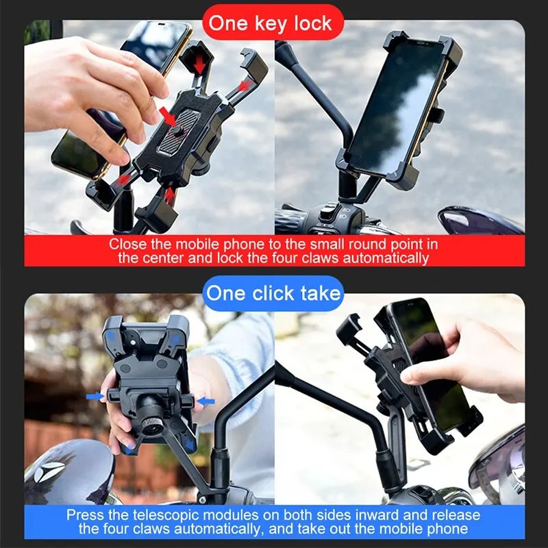360 Degrees Bike Phone Holder Universal Bicycle Handle Phone Holder for 4-7 inch Mobile Phone Stand Shockproof Bracket Support
