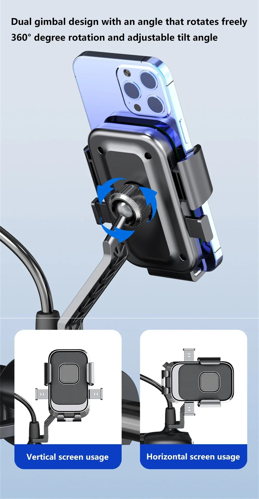 Motorcycles Bicycles Phone Holder Free Rotation Mobile Phone Navigation Bracket For Riding Shockproof For iPhone Xiaomi Samsung