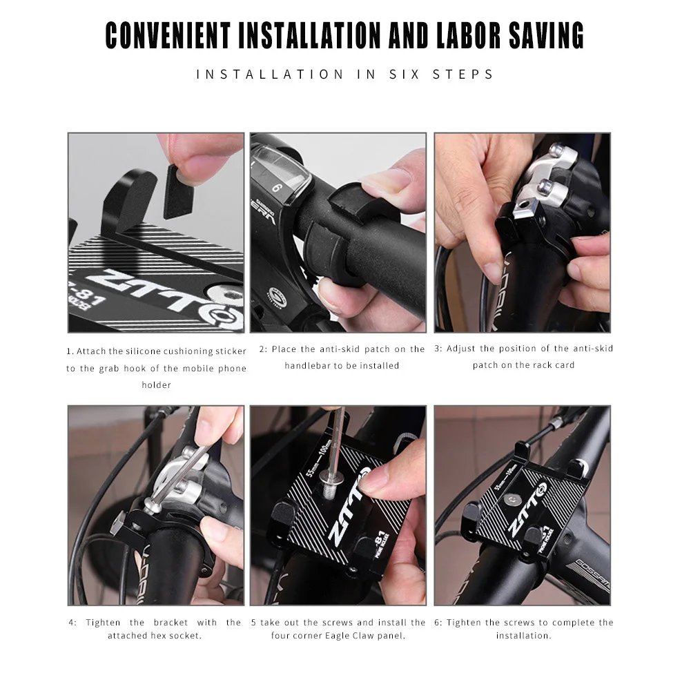 Bicycle Phone Holder Aluminum Alloy Anti-slip GPS Bracket Universal Motorcycle Scooter Mountain Bike Phone Mount Cellphone Stand Bicycle Phone Holder Aluminum Alloy Anti-slip GPS Bracket Universal Motorcycle Scooter Mountain Bike Phone Mount Cellphone Stand