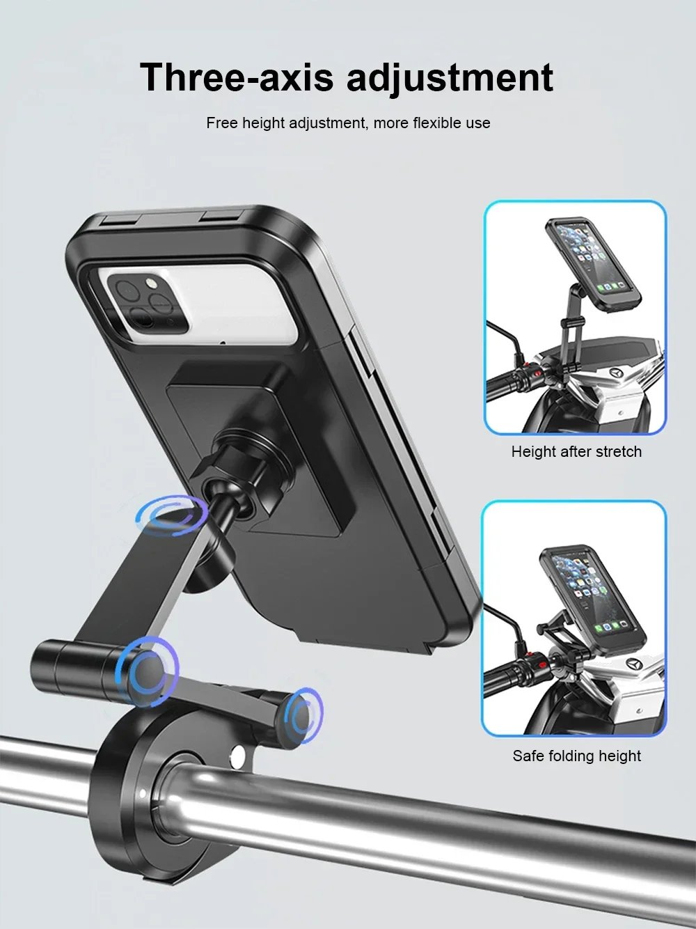 Waterproof Motorcycle Bike Mobile Phone Holder Support Universal Bicycle GPS 360&deg; Swivel Adjustable Motorcycle Cellphone Holder