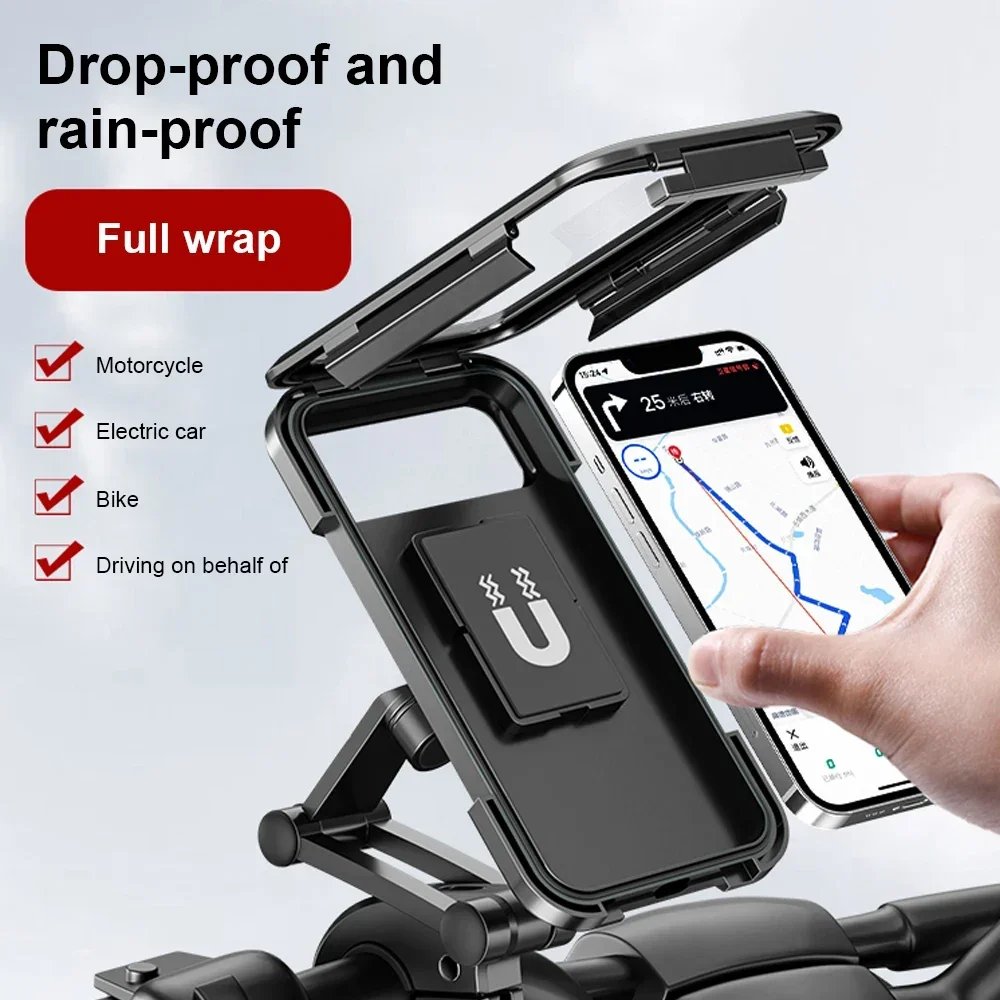 Waterproof Motorcycle Bike Mobile Phone Holder Support Universal Bicycle GPS 360&deg; Swivel Adjustable Motorcycle Cellphone Holder
