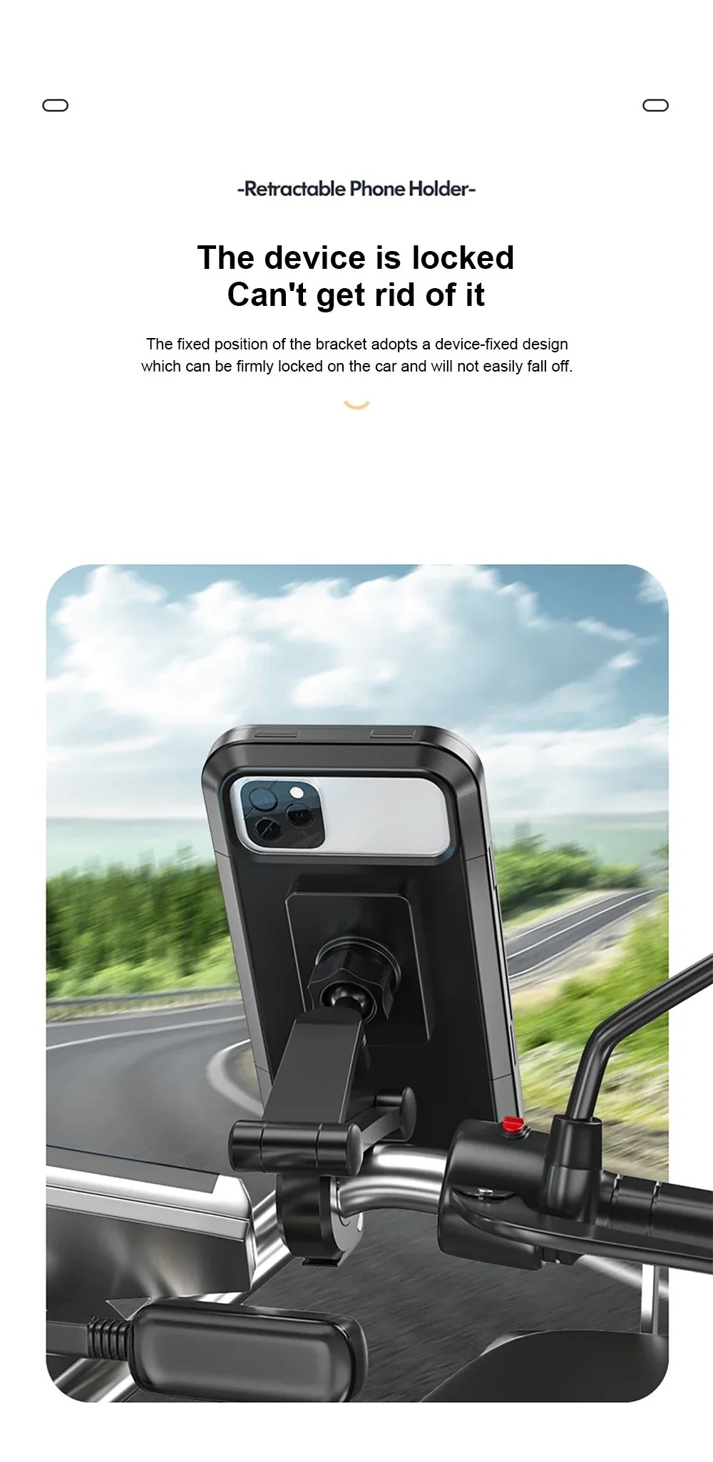 Waterproof Motorcycle Bike Mobile Phone Holder Support Universal Bicycle GPS 360&deg; Swivel Adjustable Motorcycle Cellphone Holder