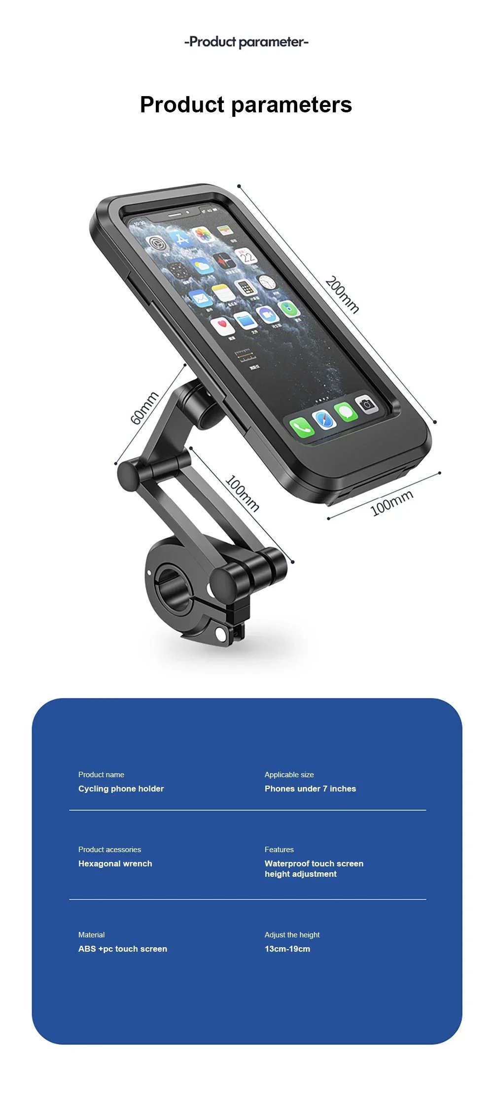 Waterproof Motorcycle Bike Mobile Phone Holder Support Universal Bicycle GPS 360&deg; Swivel Adjustable Motorcycle Cellphone Holder