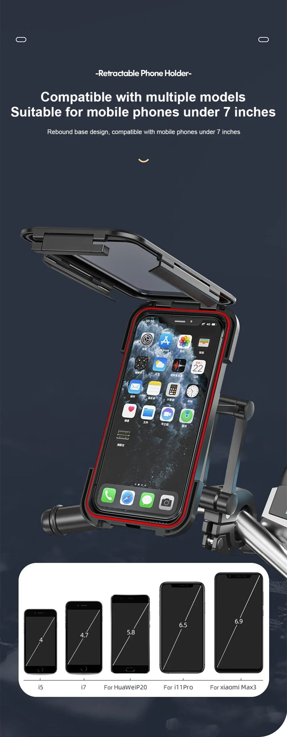 Waterproof Motorcycle Bike Mobile Phone Holder Support Universal Bicycle GPS 360&deg; Swivel Adjustable Motorcycle Cellphone Holder