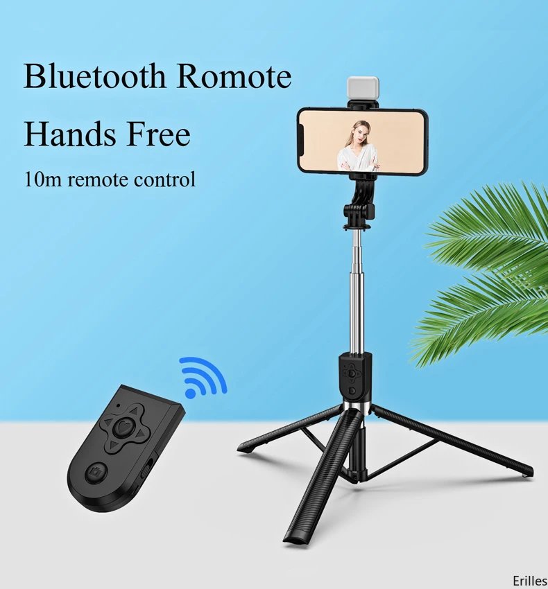 1.67M Long Extended Bluetooth Wireless Selfie Stick Live Broacast Stand Holder Tripod Foldable With Fill Light For Smartphones