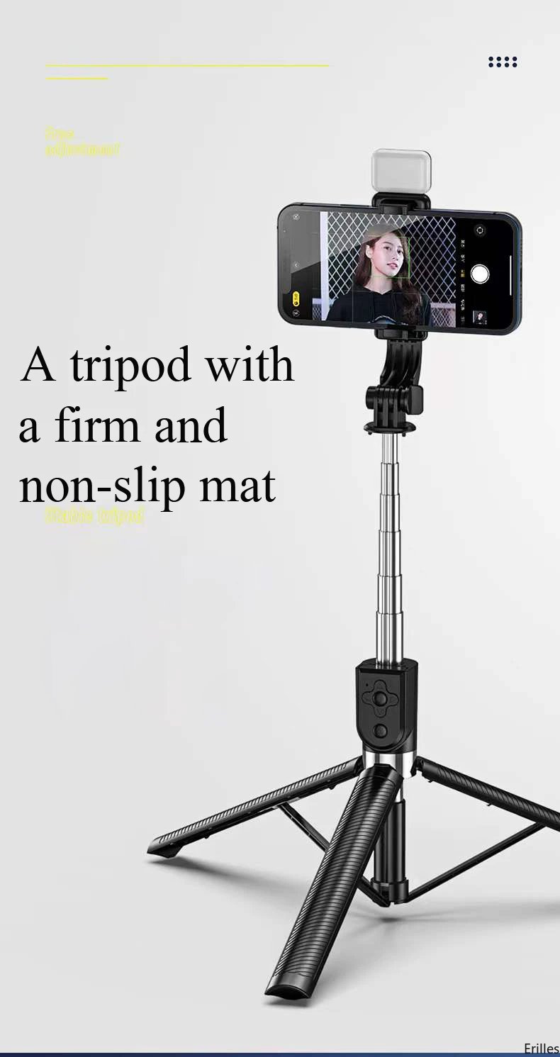 1.67M Long Extended Bluetooth Wireless Selfie Stick Live Broacast Stand Holder Tripod Foldable With Fill Light For Smartphones