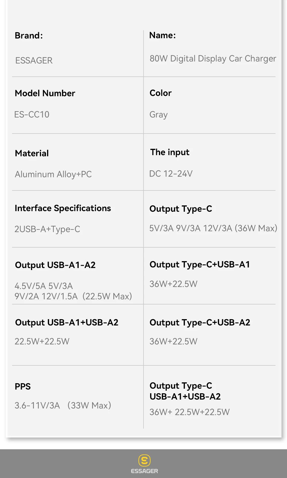 Essager 80W Car Charger USB Type C PD Fast Charging Phone Quick Charge for iPhone 14 13 Huawei Xiaomi Samsung iPad Laptop Tablet