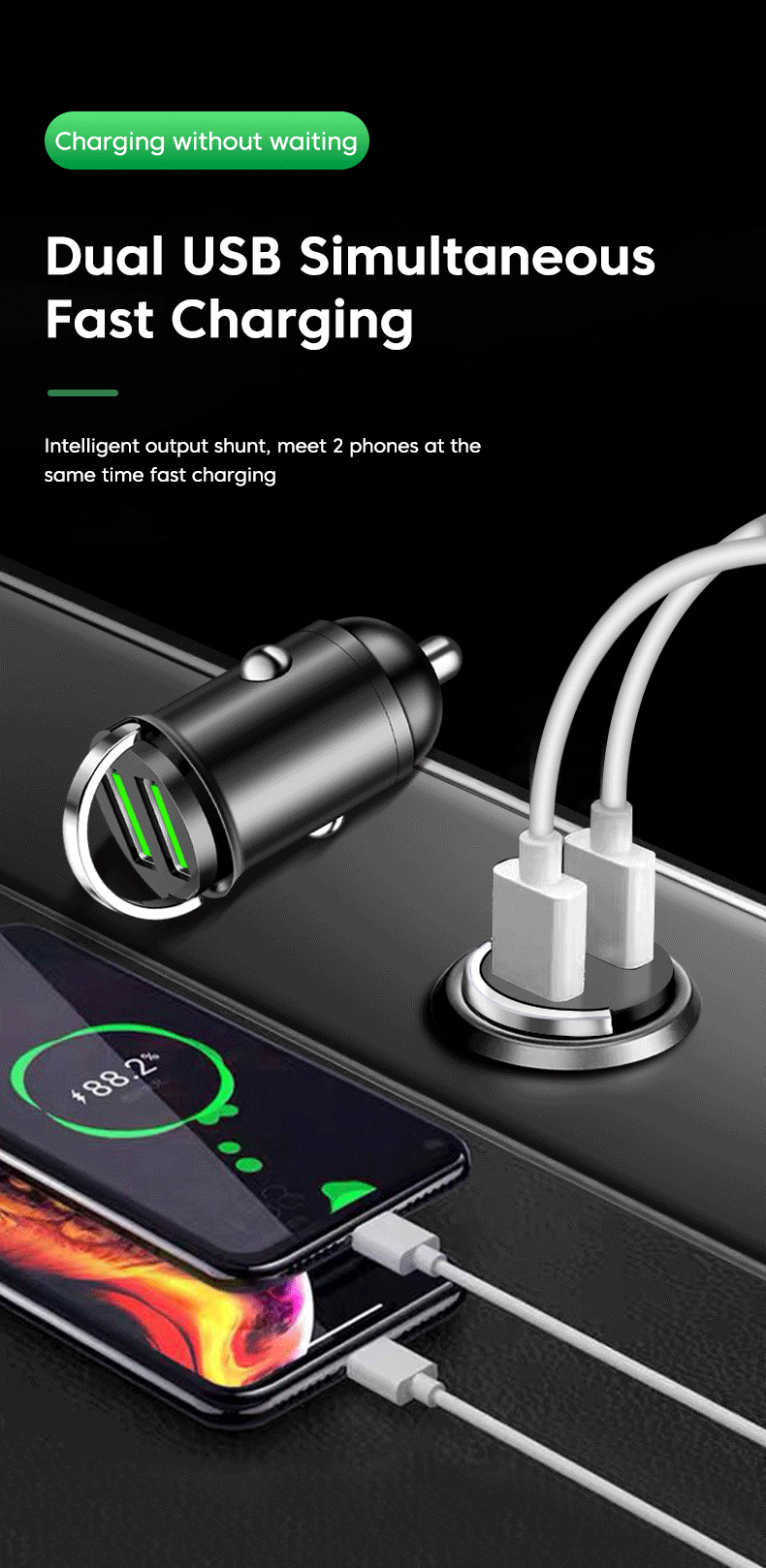 200W Mini Dual Ports USB Car Charger Lighter Fast Charging Car Phone Charger Adapter for iPhone 13 12 Xiaomi Huawei Samsung 200W Mini Dual Ports USB Car Charger Lighter Fast Charging Car Phone Charger Adapter for iPhone 13 12 Xiaomi Huawei Samsung