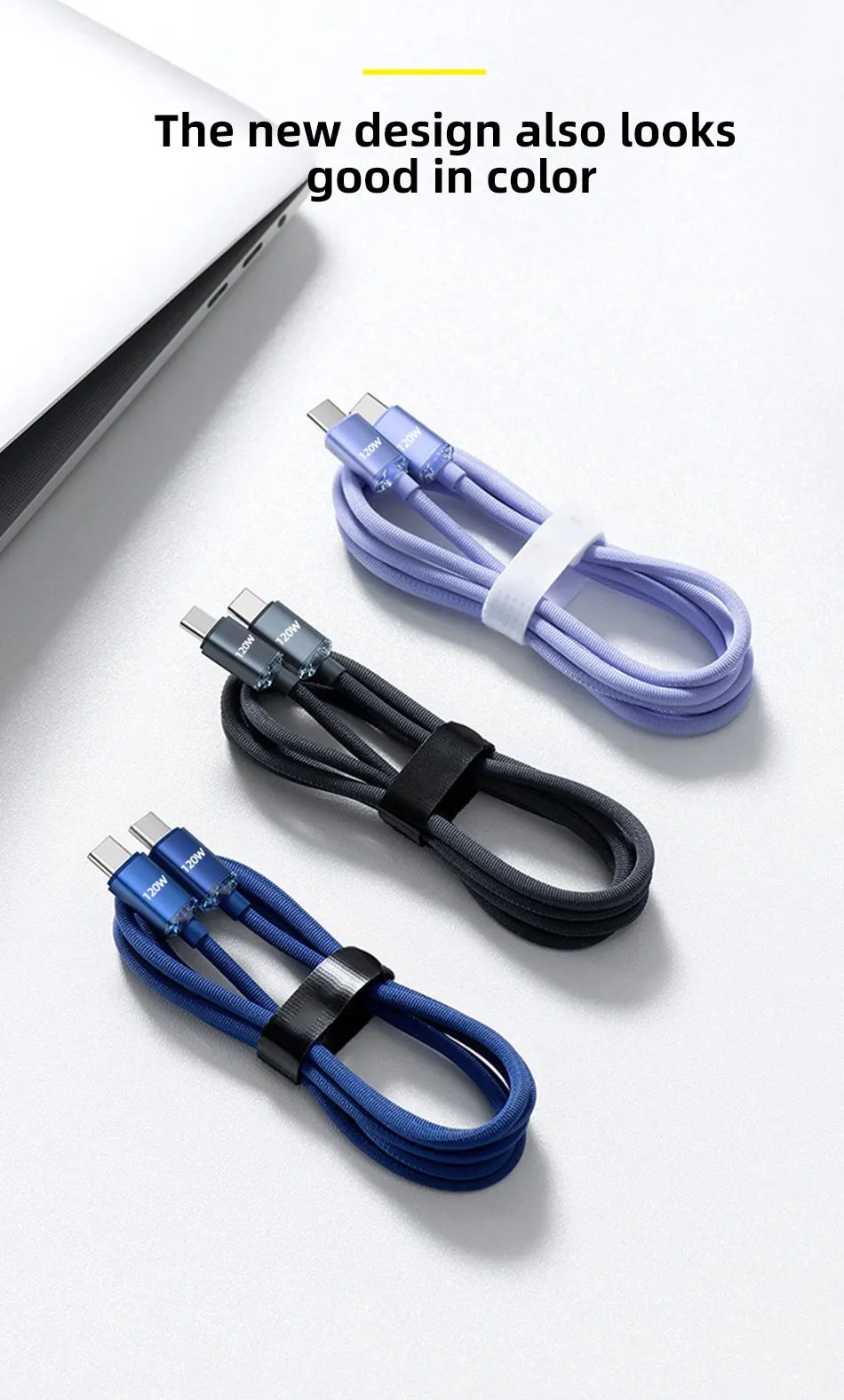 120W USB C to Type C Cable for iPhone 15 Pro Max PD Fast Charging Data Cord for Xiaomi 14 Redmi Oneplus 12 POCO X6 OPPO Samsung