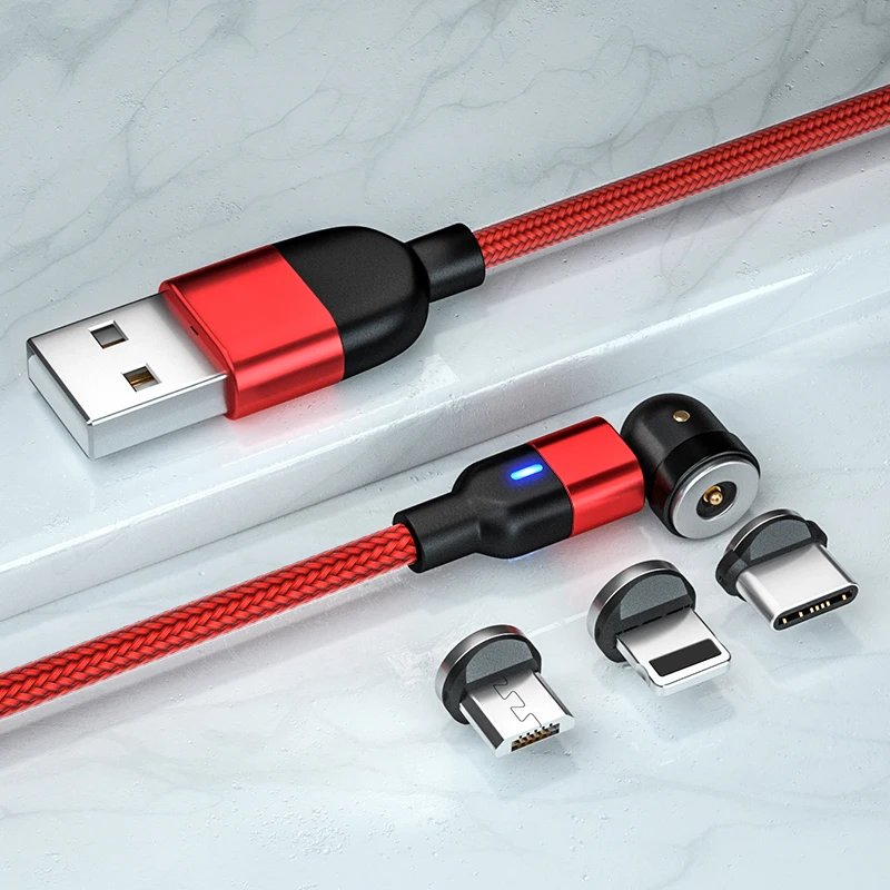 1m 2m 3m Magnetic Charger Cable Micro USB Type C Phone Charging Cable For Samsung Xiaomi USB Cord Wire 540 Degree Roating