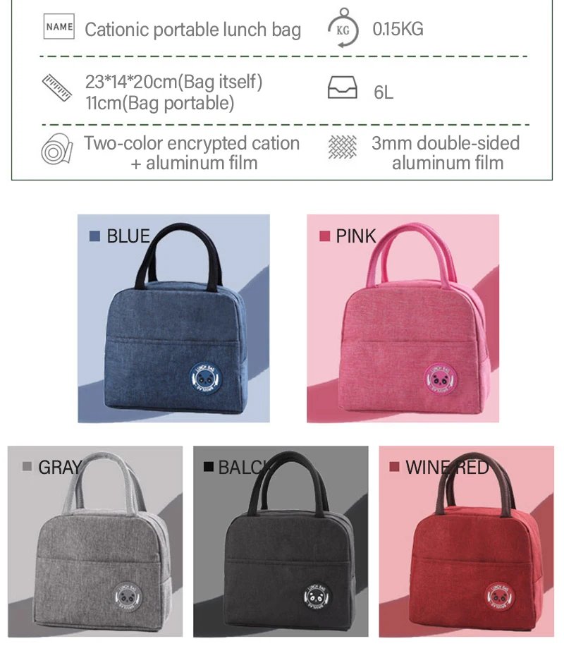 Multifunction Large Capacity Cooler Bag Waterproof Oxford Portable Zipper Thermal Lunch Bags For Women Lunch Box Picnic Food Bag