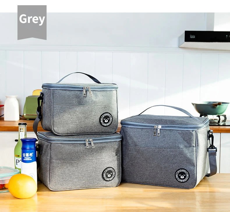 Portable Lunch Bag Food Thermal Box Durable Waterproof Office Cooler Lunchbox with Shoulder Strap Picnic Bag for Couples Unisex