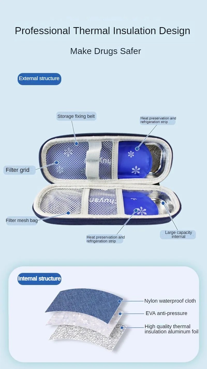 Waterproof Diabetic Pocket Pill Protector Insulin Cooling Bag Portable Travel Case Thermal Insulated Medicla Cooler without Gel