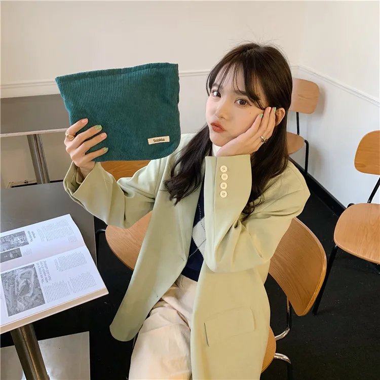 Corduroy Travel Cosmetic Bag Portable Makeup Storage Bag Purses Women Large Capacity Zipper Make Up Organizer Storage Clutch