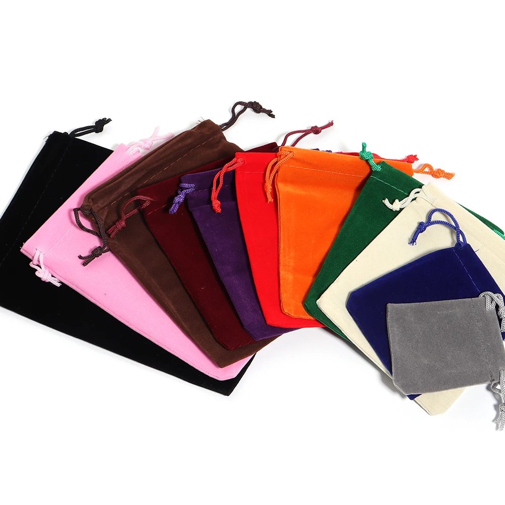 5-10pcs/lot Color Velvet Drawstring Bag Multi-size Packing Sachet for Jewelry Candy Storage Display Festival Gift Packing Pouch