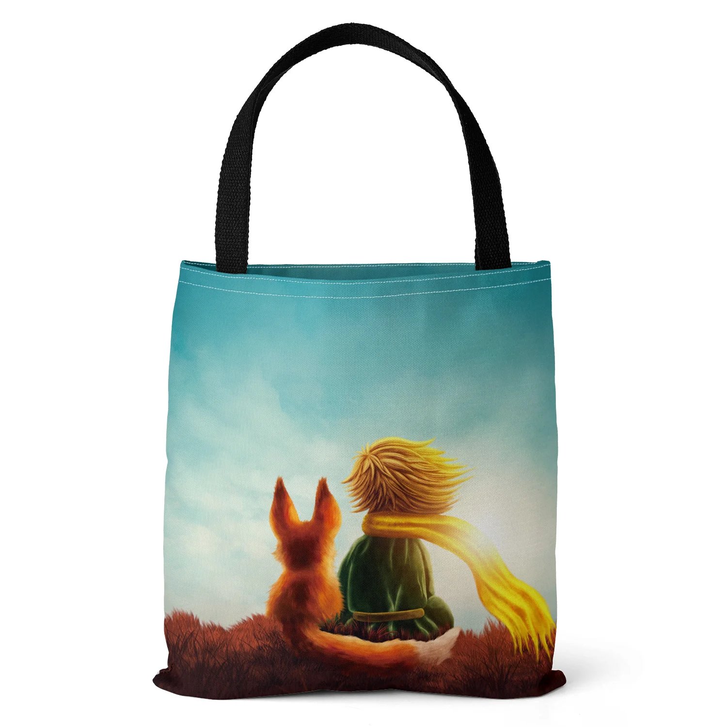Canvas Bag The Little Prince Series Print Canvas Bag Lightweight Shoulder Bag Versatile Shopping Bag Holder Handbag