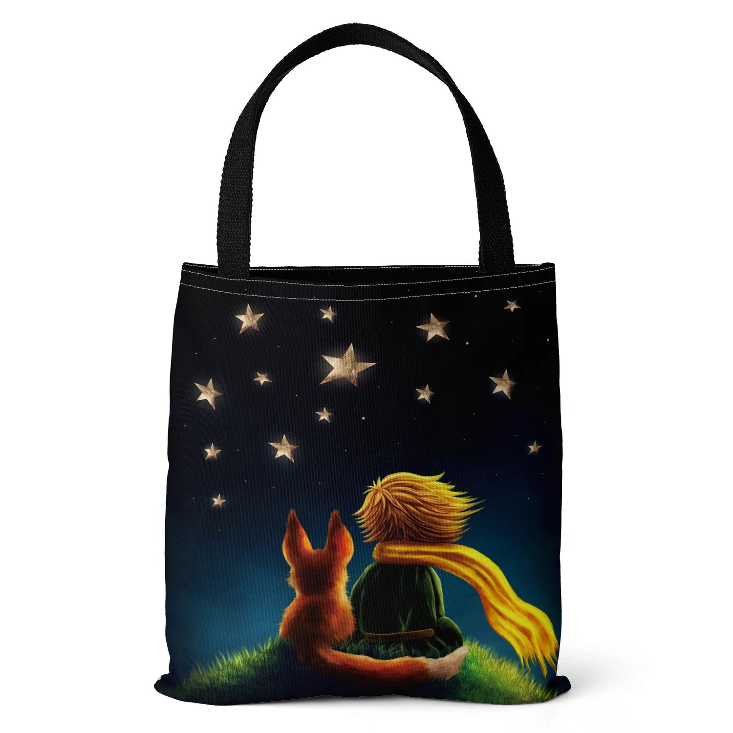 Canvas Bag The Little Prince Series Print Canvas Bag Lightweight Shoulder Bag Versatile Shopping Bag Holder Handbag