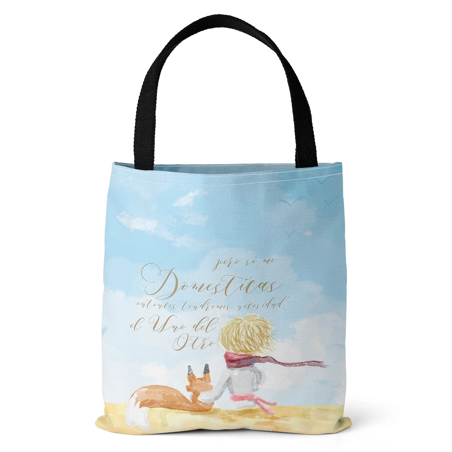 Canvas Bag The Little Prince Series Print Canvas Bag Lightweight Shoulder Bag Versatile Shopping Bag Holder Handbag