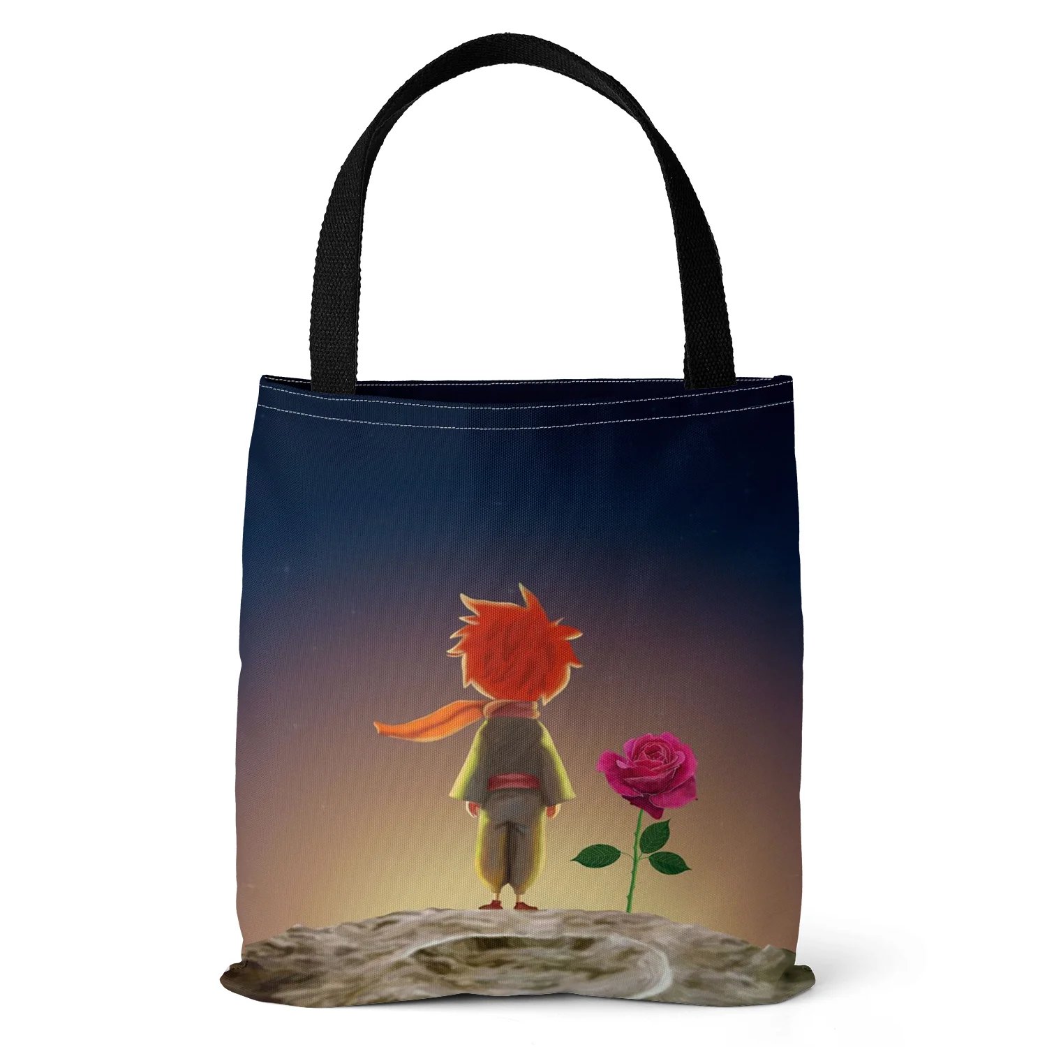 Canvas Bag The Little Prince Series Print Canvas Bag Lightweight Shoulder Bag Versatile Shopping Bag Holder Handbag