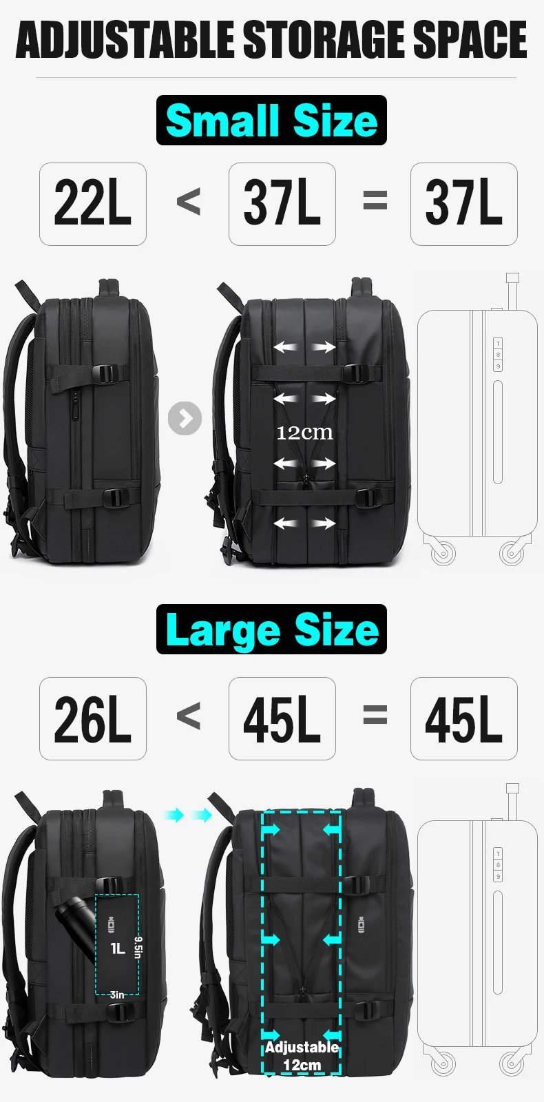 Travel Backpack Men Business Backpack School Expandable USB Bag Large Capacity 17.3 Laptop Waterproof Fashion Backpack