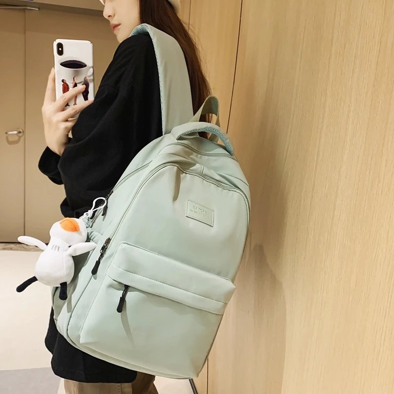 Waterproof Teenage Bookbag Nylon Rucksack Fashion Girl Backpack Women Shoulder Bag High School Schoolbag Black Mochila Waterproof Teenage Bookbag Nylon Rucksack Fashion Girl Backpack Women Shoulder Bag High School Schoolbag Black Mochila