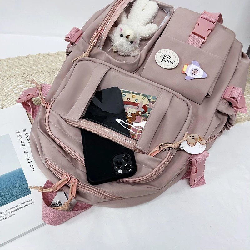 Cute Women Backpacks Waterproof Multi-Pocket Nylon School Backpack for Student Female Girls Kawaii Laptop Book Pack Mochilas