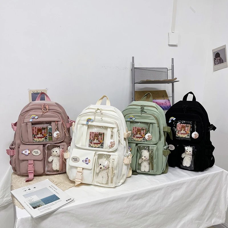 Cute Women Backpacks Waterproof Multi-Pocket Nylon School Backpack for Student Female Girls Kawaii Laptop Book Pack Mochilas