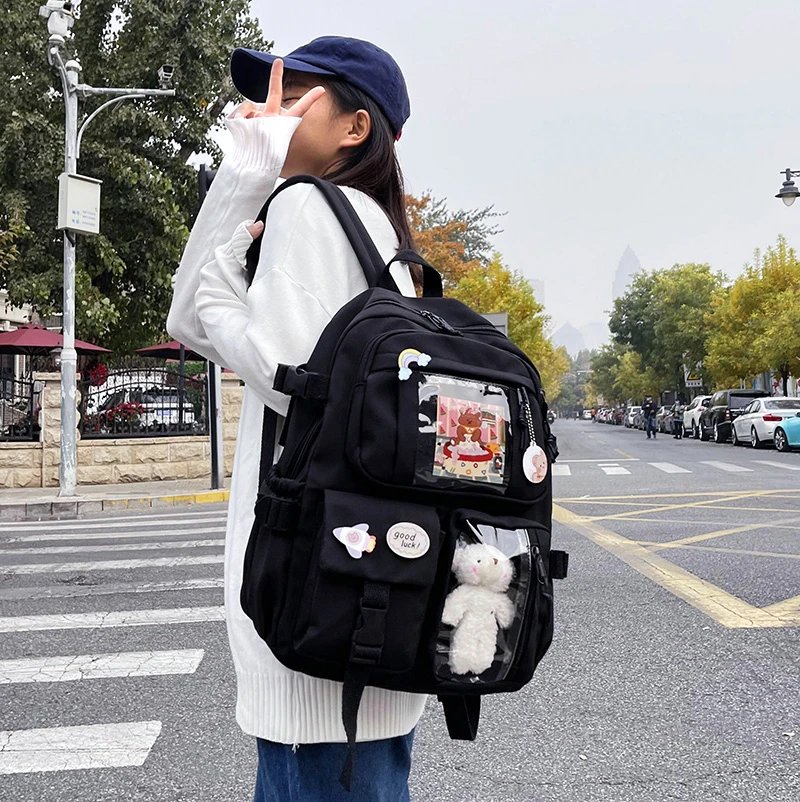 Cute Women Backpacks Waterproof Multi-Pocket Nylon School Backpack for Student Female Girls Kawaii Laptop Book Pack Mochilas