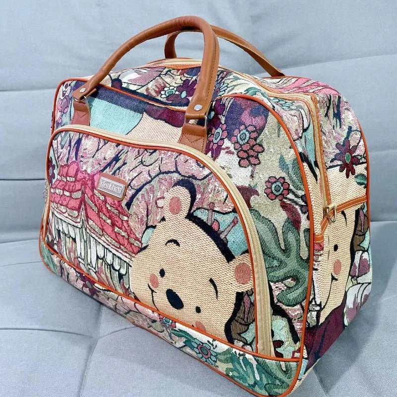 Disney Winnie Bear New Women's Travel Bag Luxury Brand Portable Travel Bag Cartoon Large Capacity High Quality Unisex Handbag