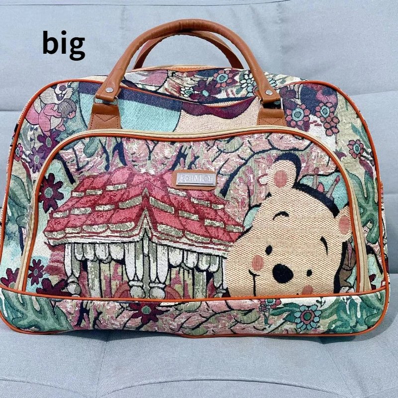 Disney Winnie Bear New Women's Travel Bag Luxury Brand Portable Travel Bag Cartoon Large Capacity High Quality Unisex Handbag