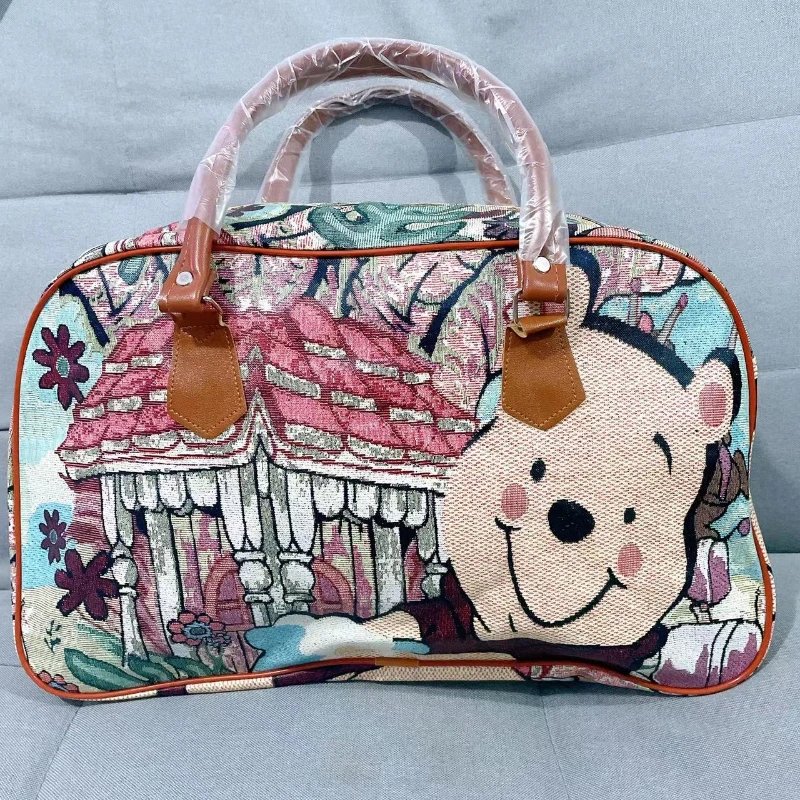 Disney Winnie Bear New Women's Travel Bag Luxury Brand Portable Travel Bag Cartoon Large Capacity High Quality Unisex Handbag