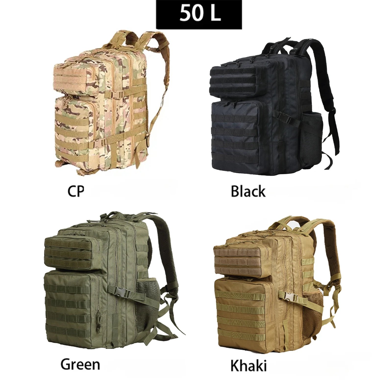 Tactical Backpacks 30L/50L Outdoor Rucksacks Camping Hiking Trekking Fishing Hunting Bag with Bottle Holder