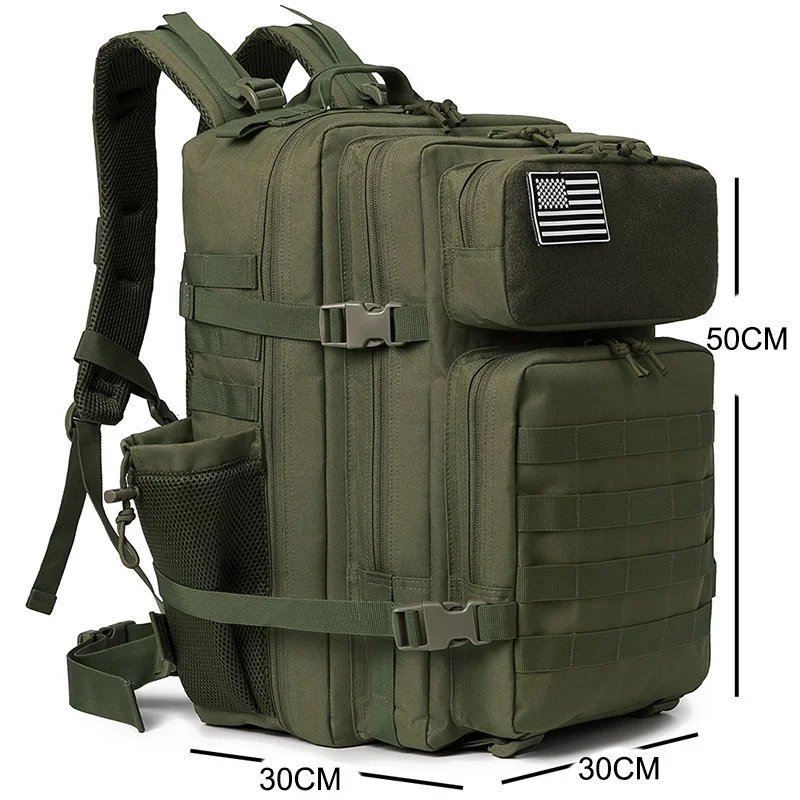 50L Tactical Backpack survival Bag Hunting MOLLE Backpack GYM For Men EDC Outdoor Hiking Rucksack Witch Bottle Holder