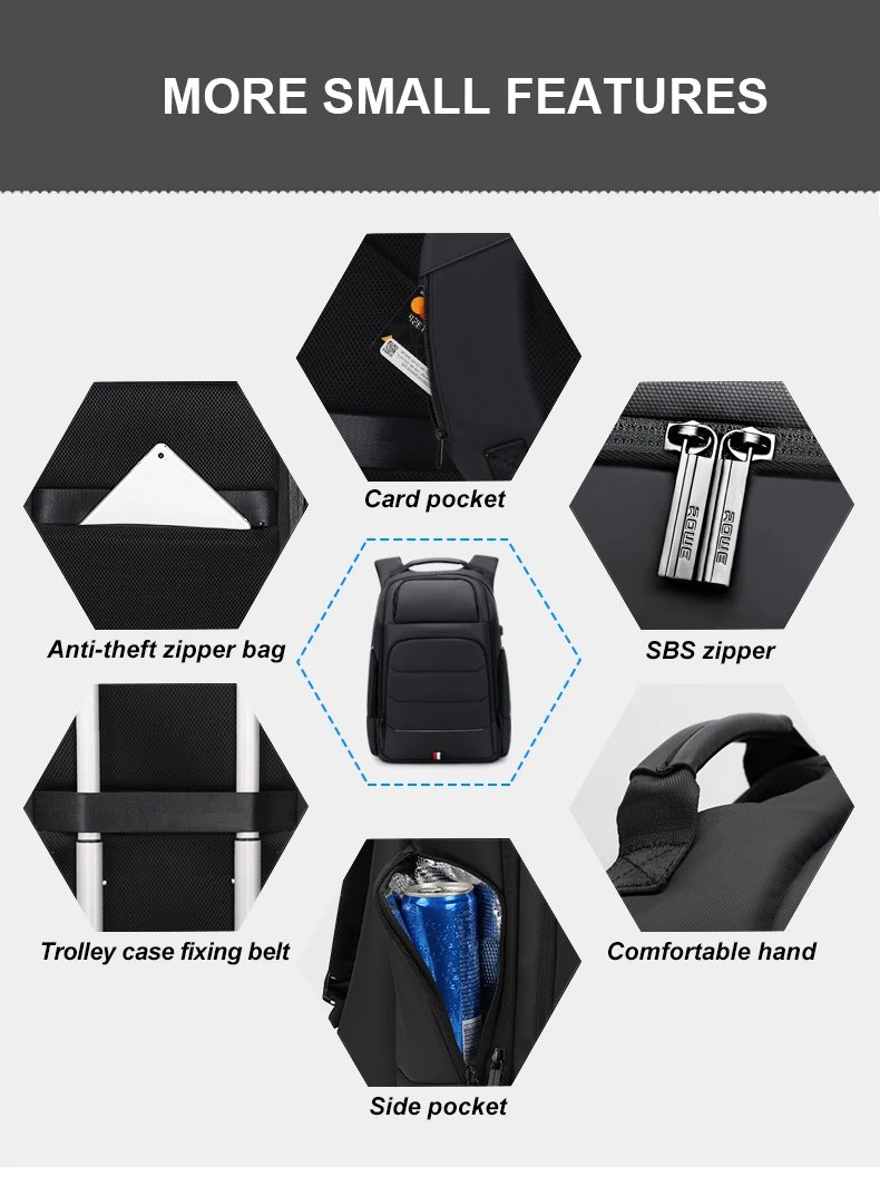 Fenruien Waterproof Backpacks USB Charging School Bag Anti-theft Men Backpack Fit 15.6 Inch Laptop Travel Backpack High Capacity