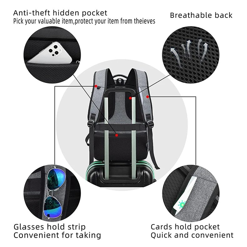 Men's 17.3''Laptop Backpack Large Capacity Travel Backpack Mochila Multifuncion Business Backpack Oxford Wear-resistant Backpack