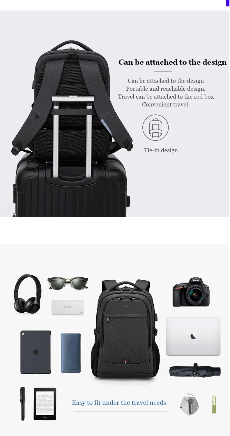 Men's 17.3''Laptop Backpack Large Capacity Travel Backpack Mochila Multifuncion Business Backpack Oxford Wear-resistant Backpack