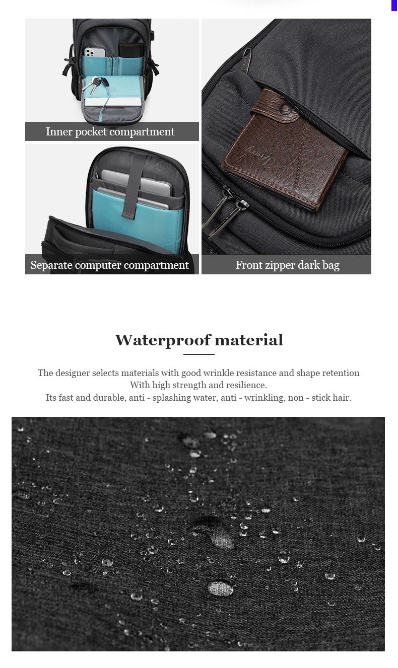 Men's 17.3''Laptop Backpack Large Capacity Travel Backpack Mochila Multifuncion Business Backpack Oxford Wear-resistant Backpack