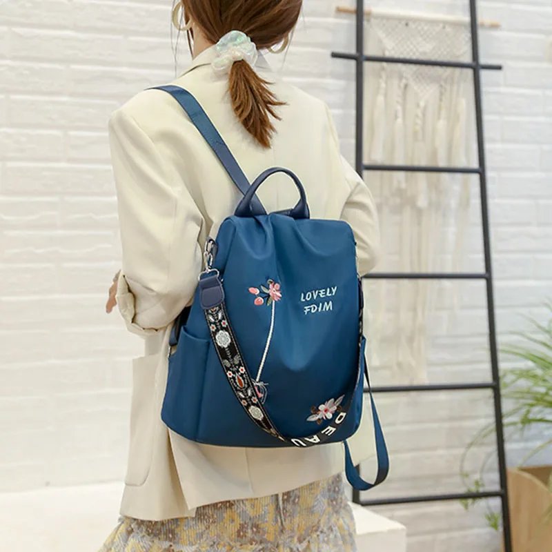 Waterproof Oxford Women Backpack Fashion Anti-theft School Bag Embroidery Designer Female Large Capacity Travel Shoulder Handbag Waterproof Oxford Women Backpack Fashion Anti-theft School Bag Embroidery Designer Female Large Capacity Travel Shoulder Handbag