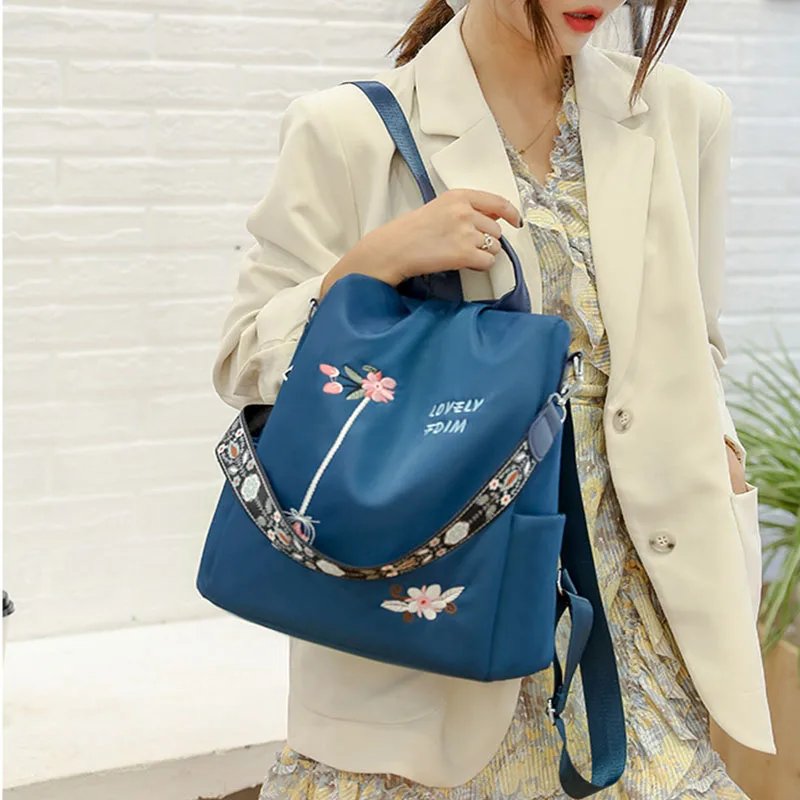 Waterproof Oxford Women Backpack Fashion Anti-theft School Bag Embroidery Designer Female Large Capacity Travel Shoulder Handbag Waterproof Oxford Women Backpack Fashion Anti-theft School Bag Embroidery Designer Female Large Capacity Travel Shoulder Handbag